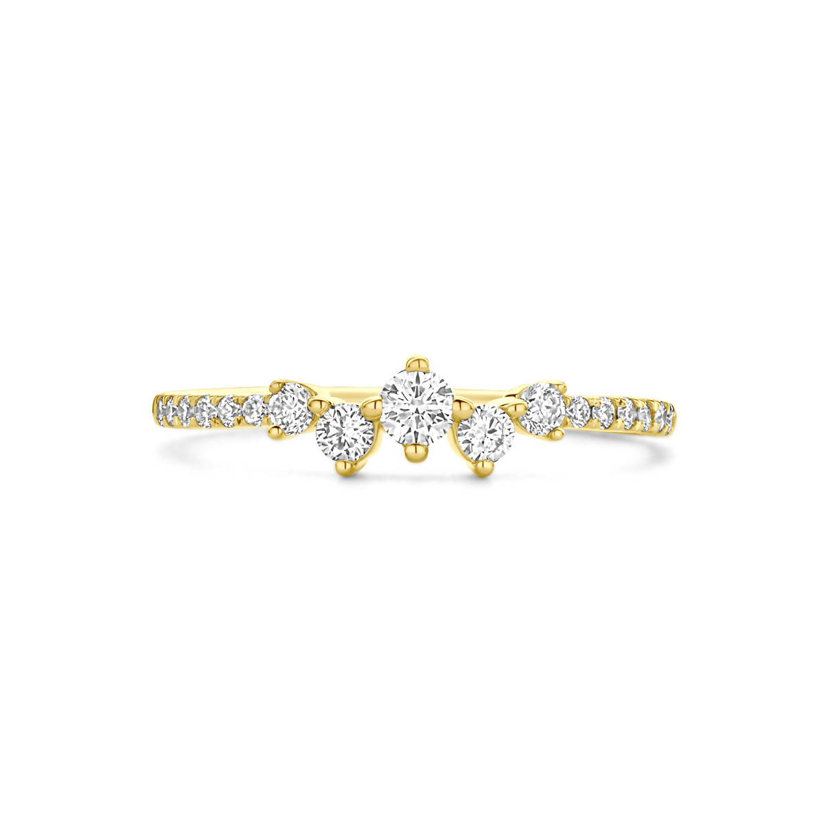 14-karaat gouden ring met lab diamanten diverse groottes 0.33 crt 4.5 mm breed