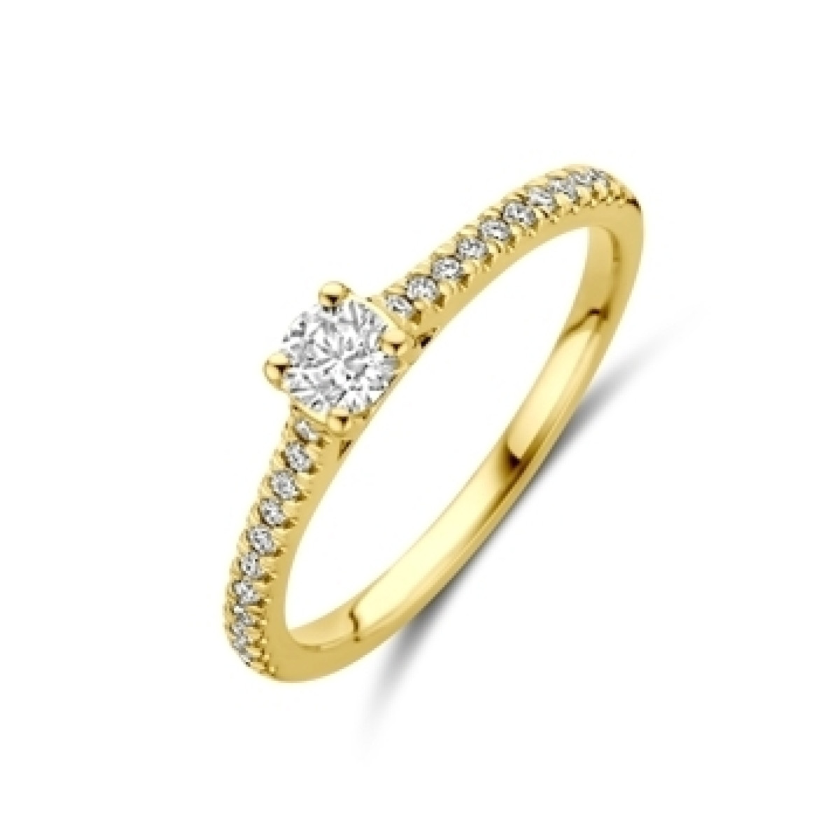 14-karaat gouden ring met lab grown diamanten 0.39 crt - 4 mm breed
