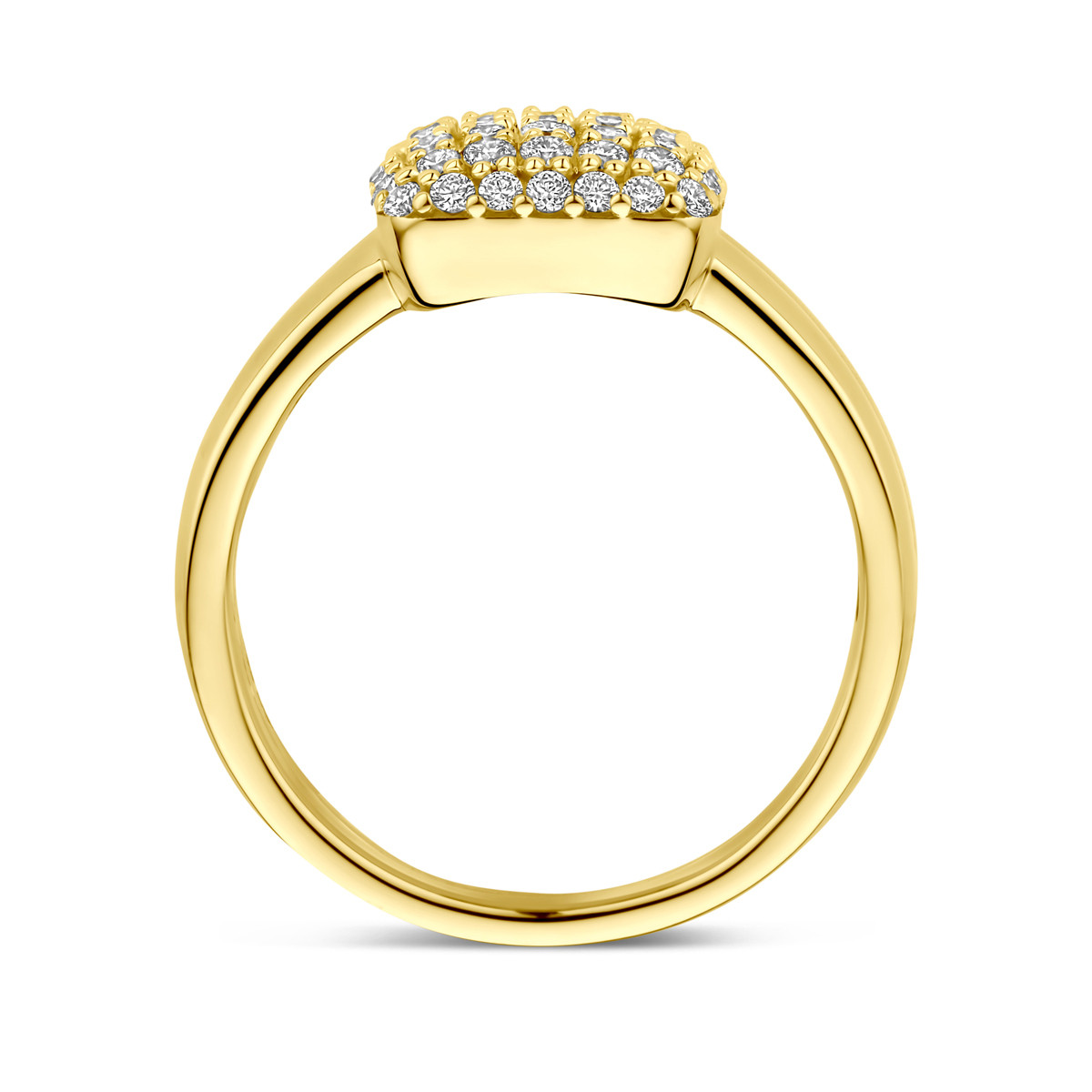 14-karaat gouden ring met lab grown diamanten 0.50 crt in vierkant 10 mm breed