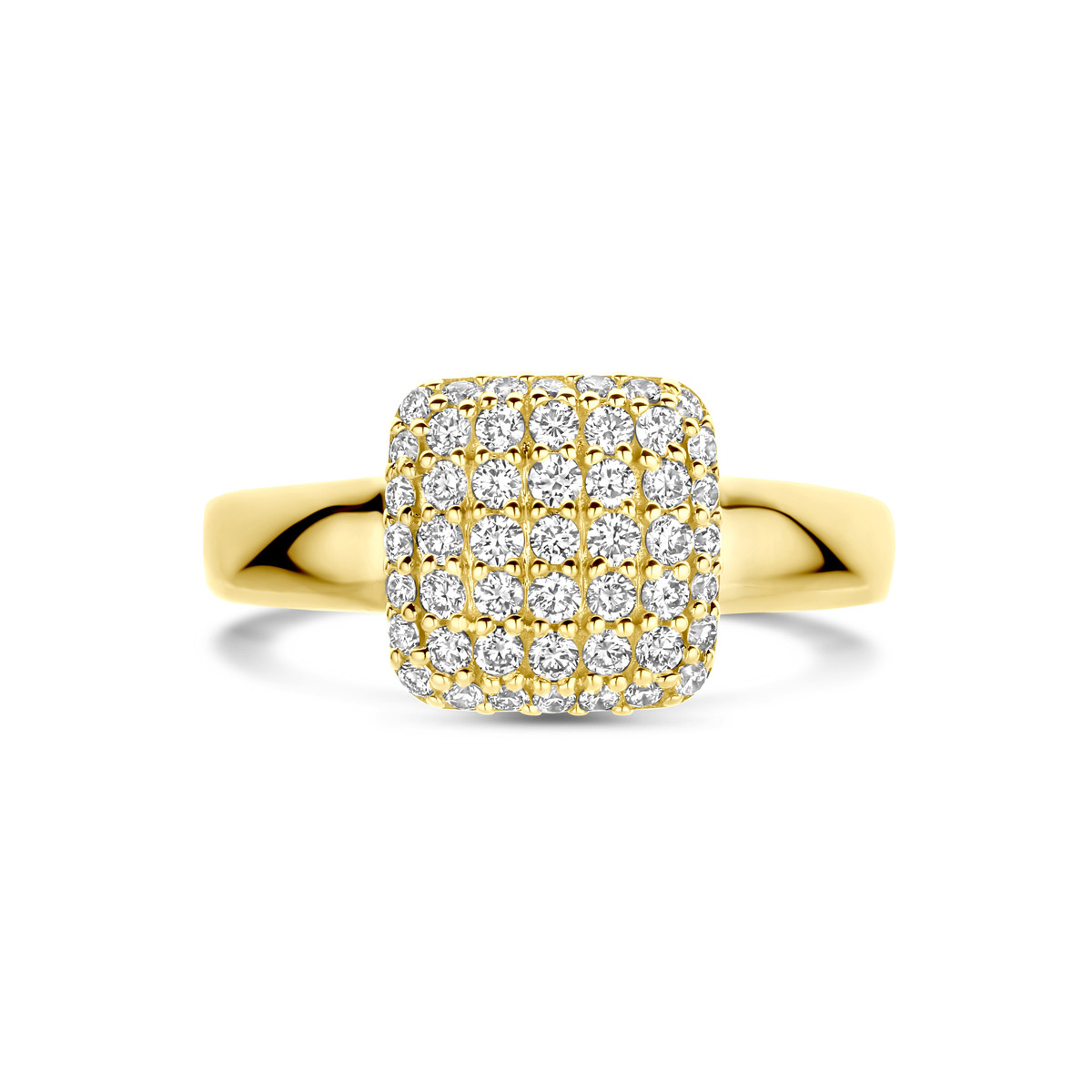 14-karaat gouden ring met lab grown diamanten 0.50 crt in vierkant 10 mm breed