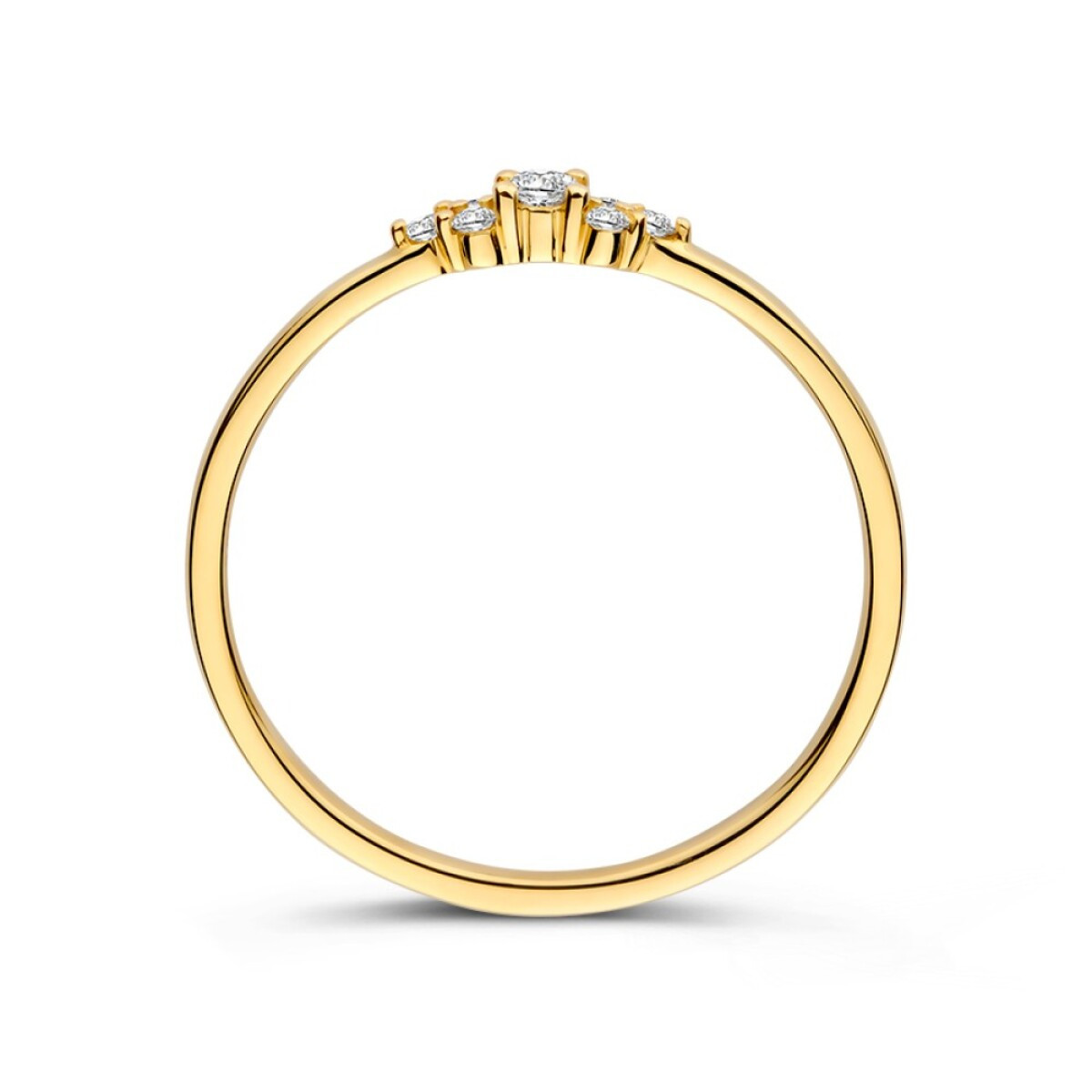 14-karaat gouden ring met natuurlijke diamanten 0.10 crt 2.8 mm breed