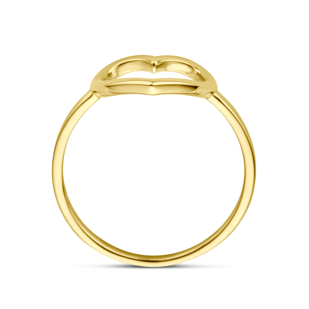 14-karaat gouden ring met open hartje 10.5 x 21 mm