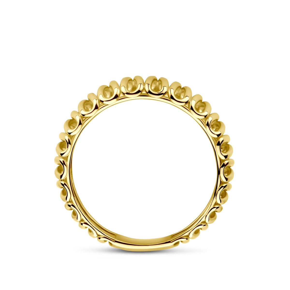 14-karaat gouden ring met opengewerkt patroon glanzend 6 mm breed