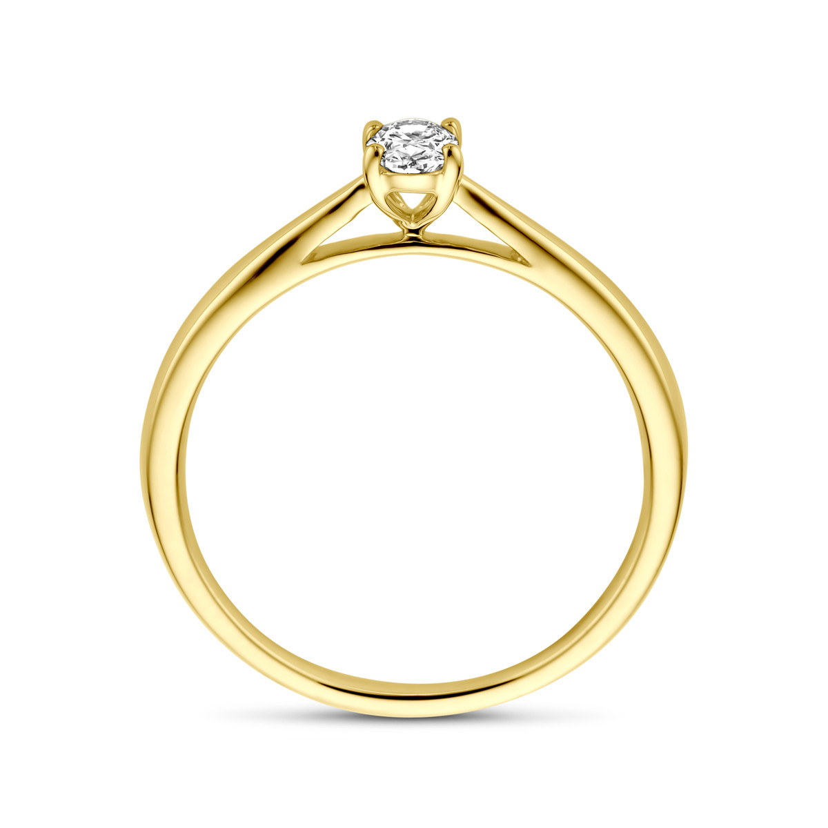 14-karaat gouden ring met ovale lab grown diamant 0.25 crt 5 mm breed