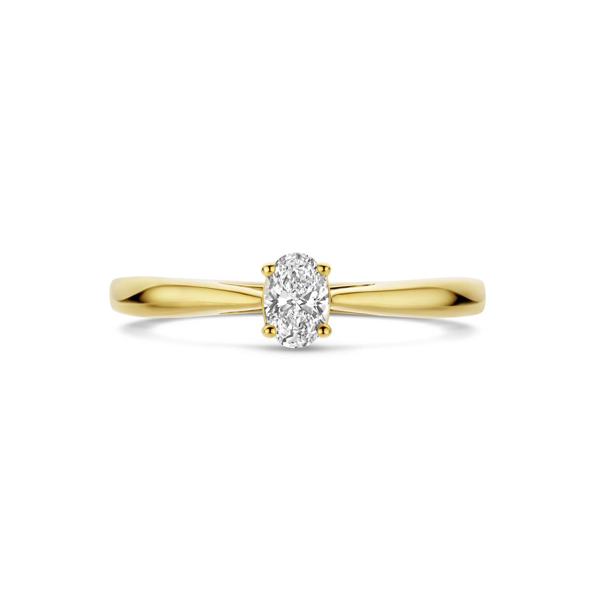 14-karaat gouden ring met ovale lab grown diamant 0.25 crt 5 mm breed