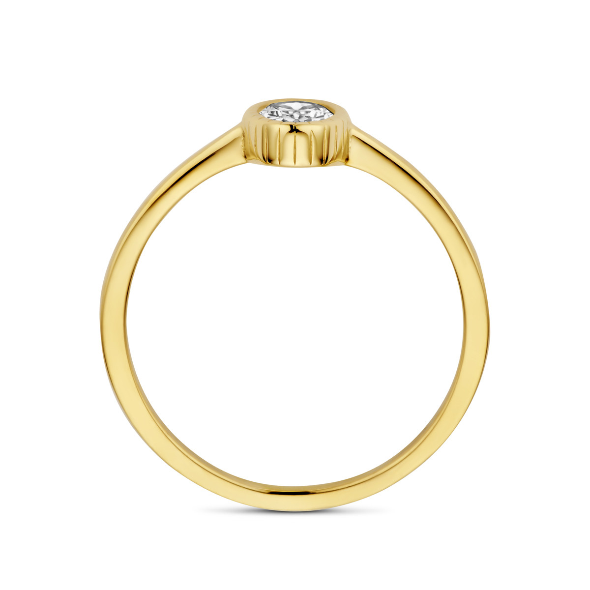 14-karaat gouden ring met ovale transparante zirkonia 7 mm breed