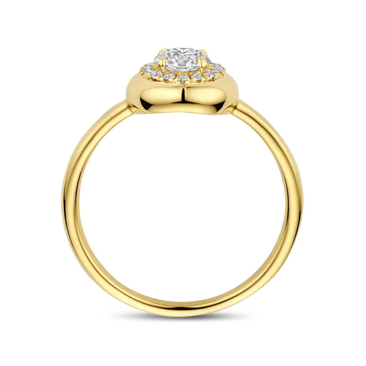 14-karaat gouden ring met pavé lab grown diamant 0.495 crt 9 mm breed