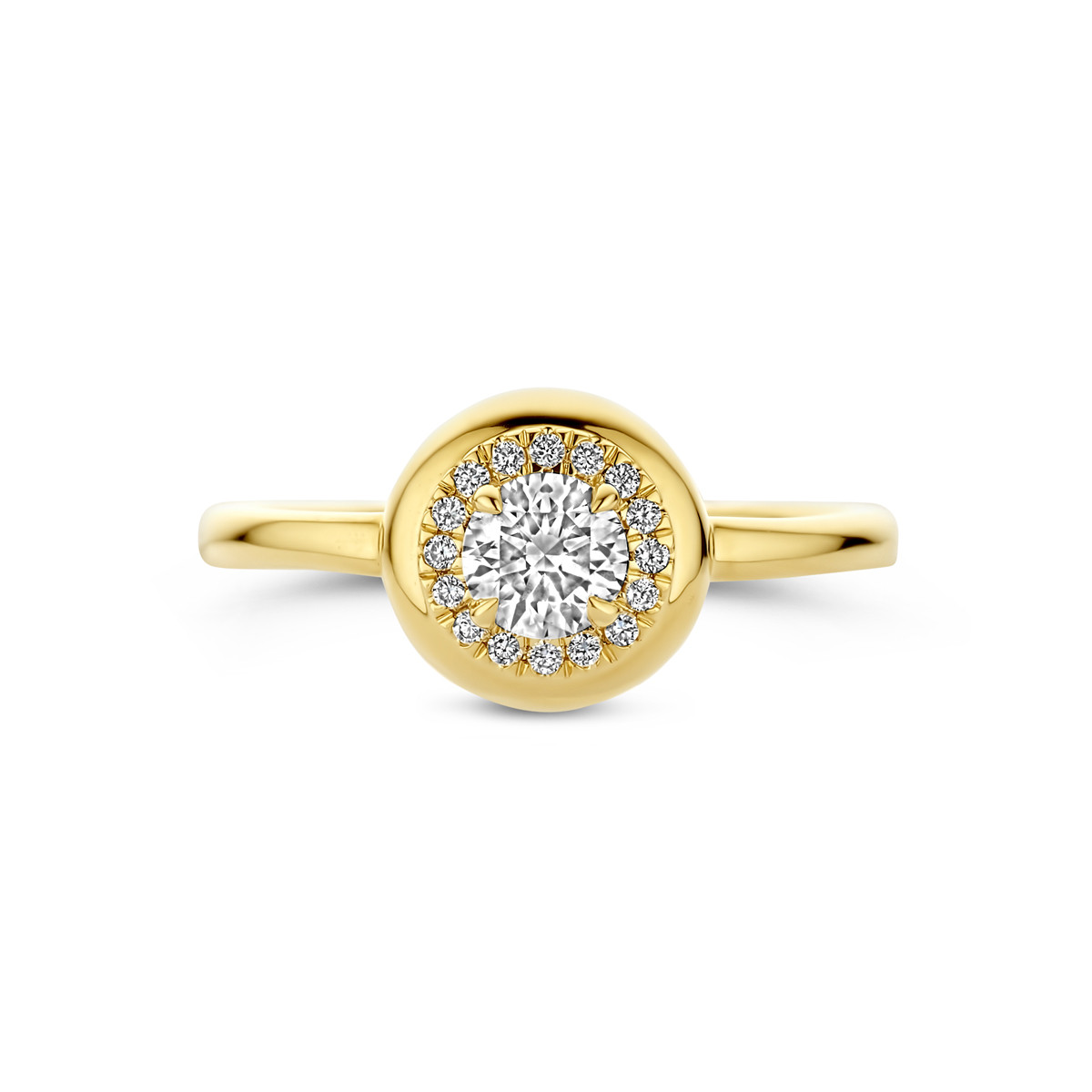14-karaat gouden ring met pavé lab grown diamant 0.495 crt 9 mm breed