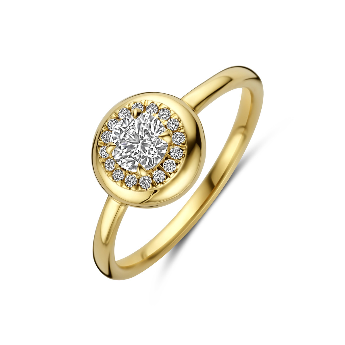 14-karaat gouden ring met pavé lab grown diamant 0.495 crt 9 mm breed