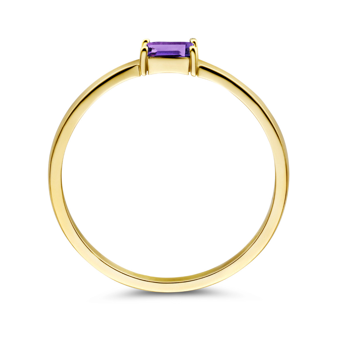 Gouden geboortesteen ring met amethist februari