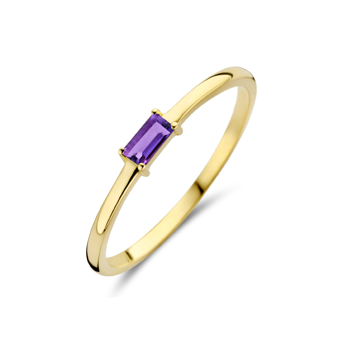 Gouden geboortesteen ring met amethist februari
