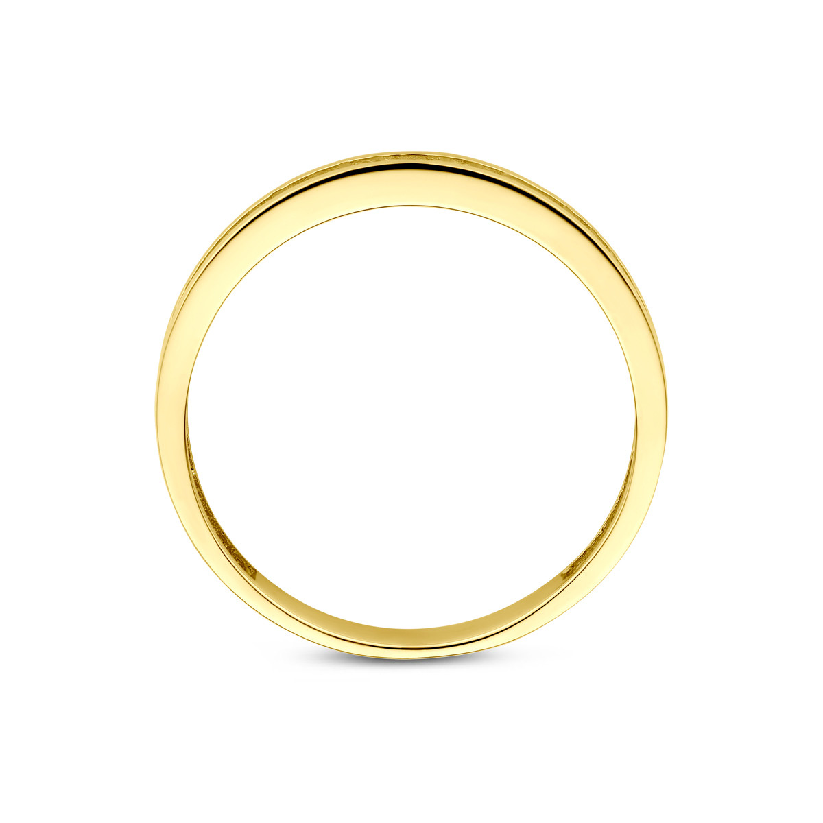 14-karaat gouden ring met rij zirkonia stenen in pavézetting 2.5 mm breed
