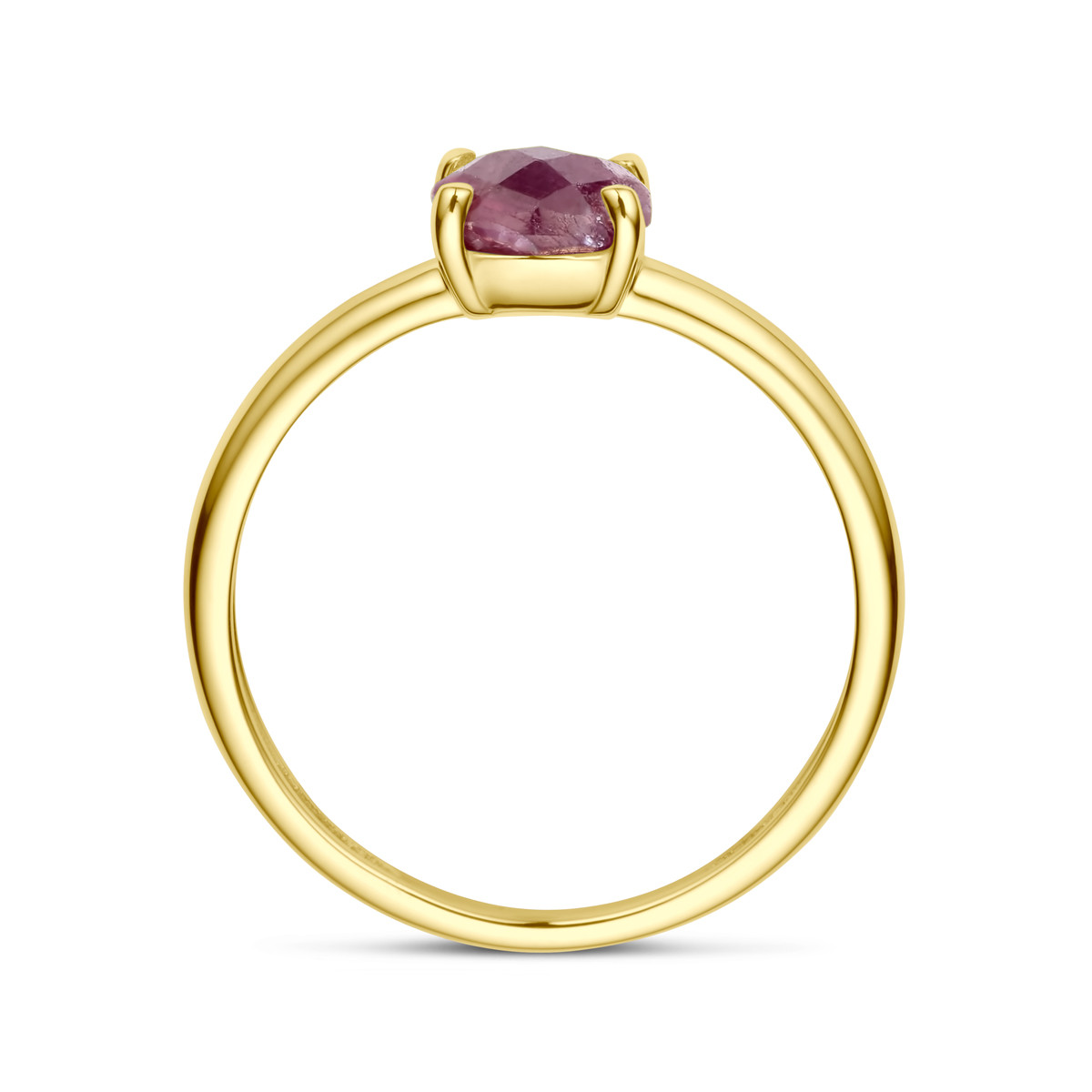 14-karaat gouden ring met rode robijn