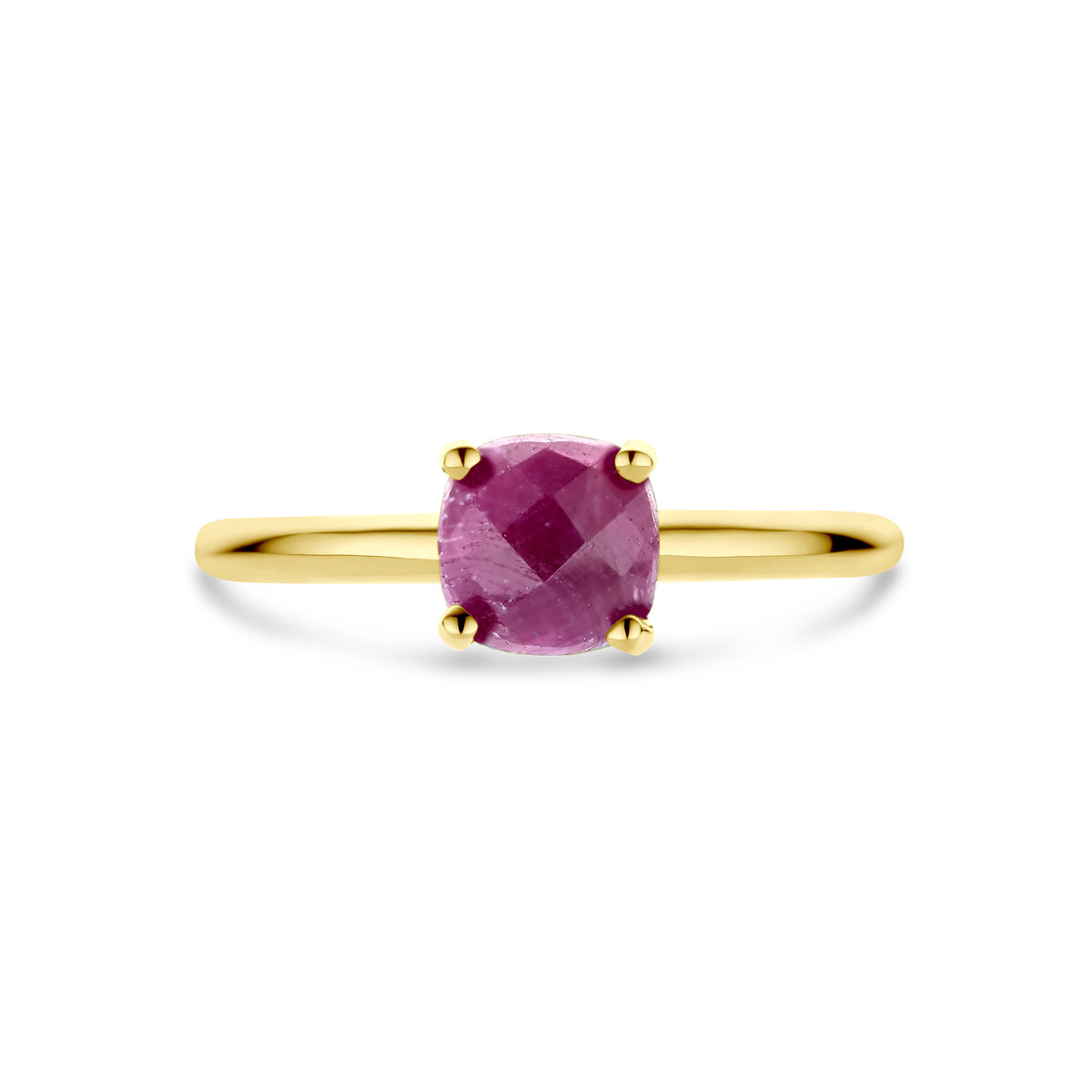 14-karaat gouden ring met rode robijn