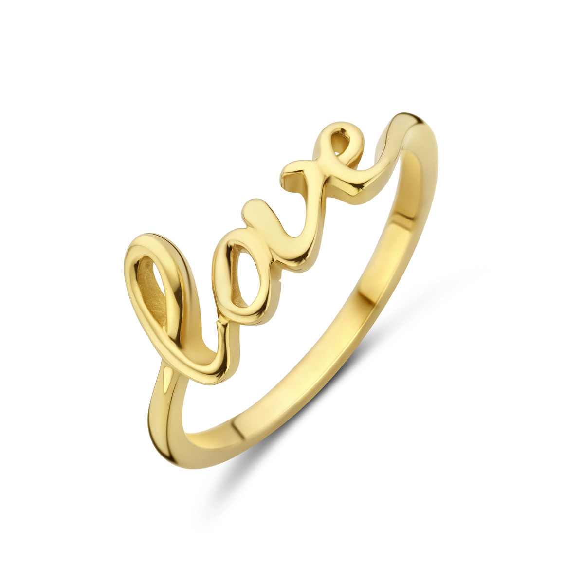 14-karaat gouden ring met sierlijk love design 7.5 mm breed