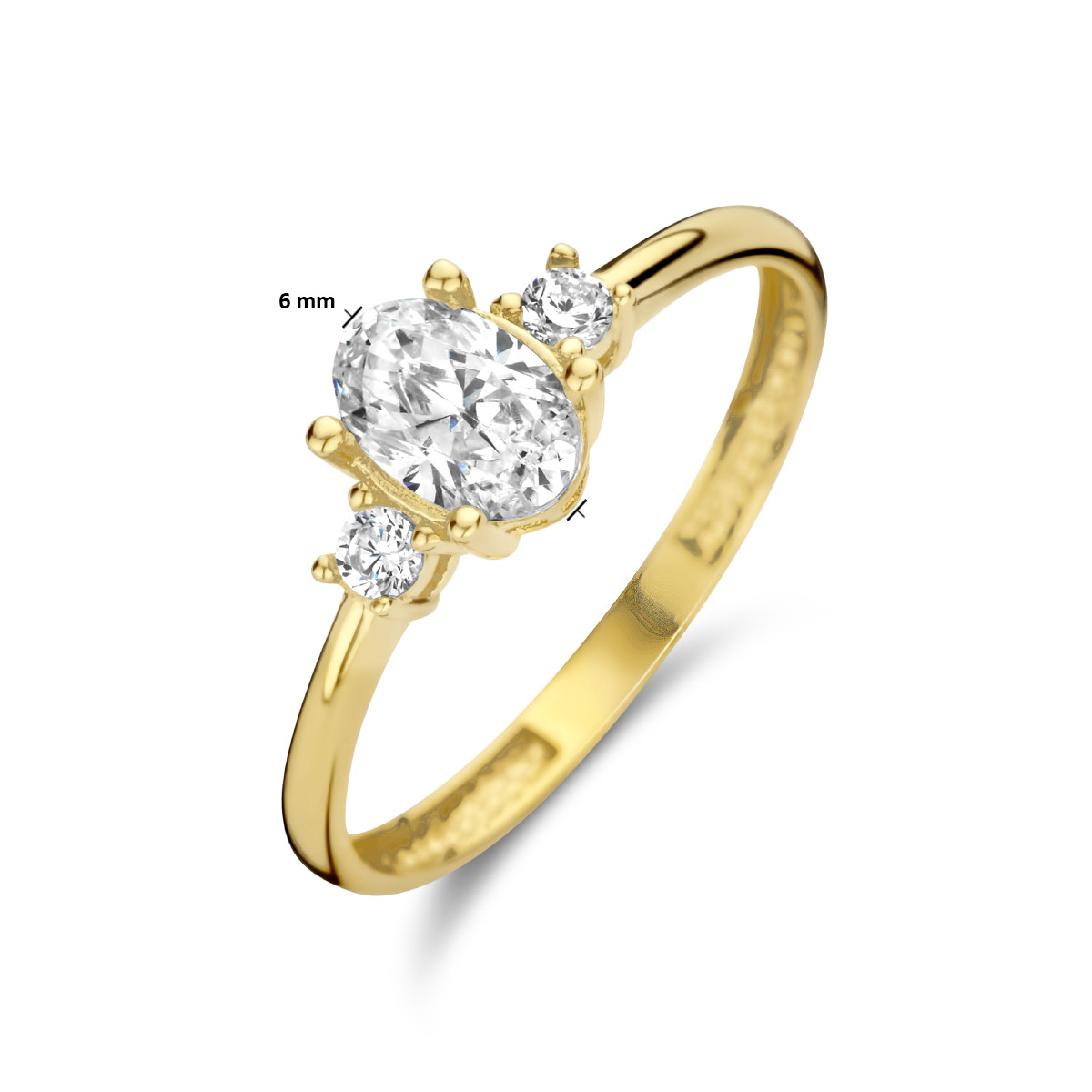 14-karaat gouden ring met transparante zirkonia's