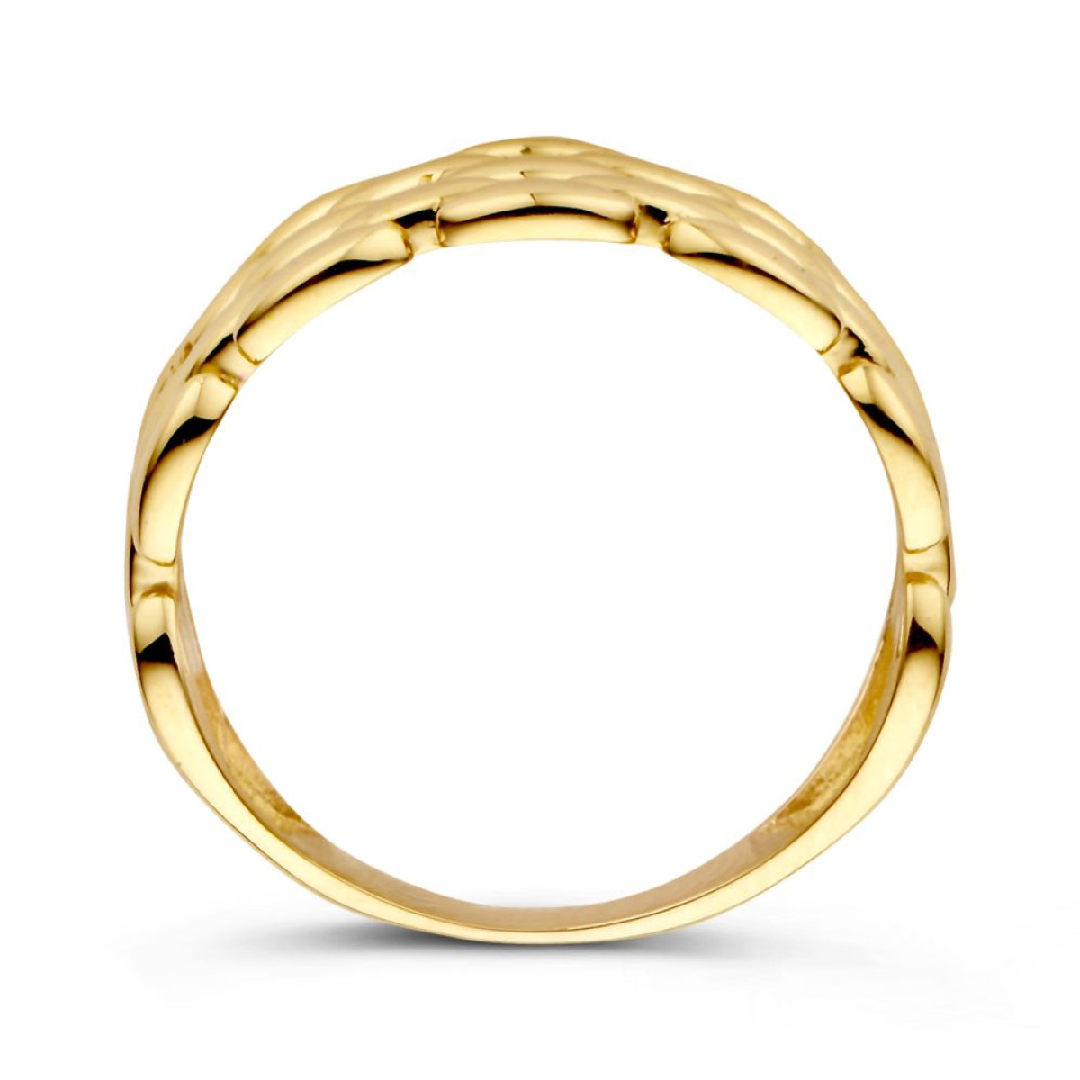 14-karaat gouden ring met unieke schakels van 7 mm breed
