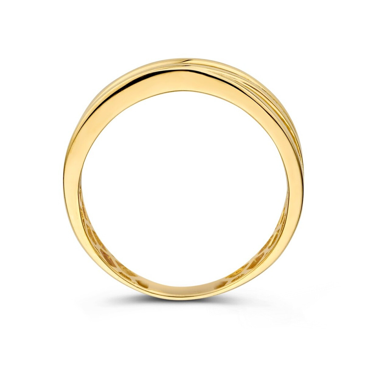 14-karaat gouden ring met vier gladde banen glanzend 5.6 mm breed