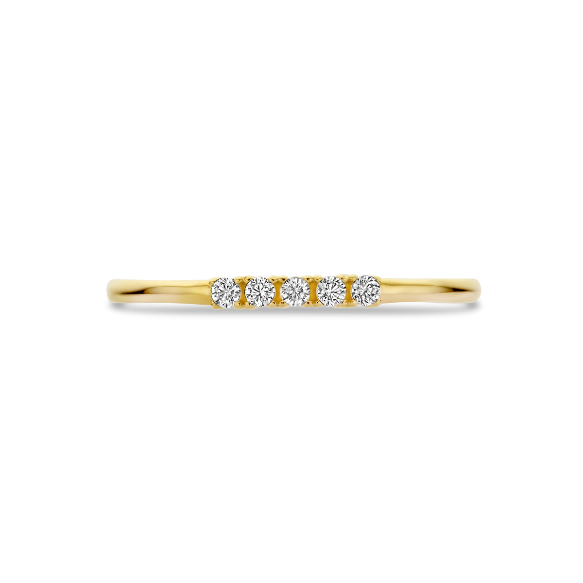 14-karaat gouden ring met zirkonia in klauwzetting 1.5 mm breed