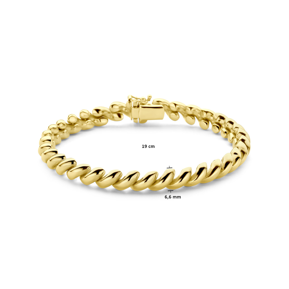 14-karaat gouden san marco schakelarmband met een breedte van 6.6 mm - Lengte 19 cm
