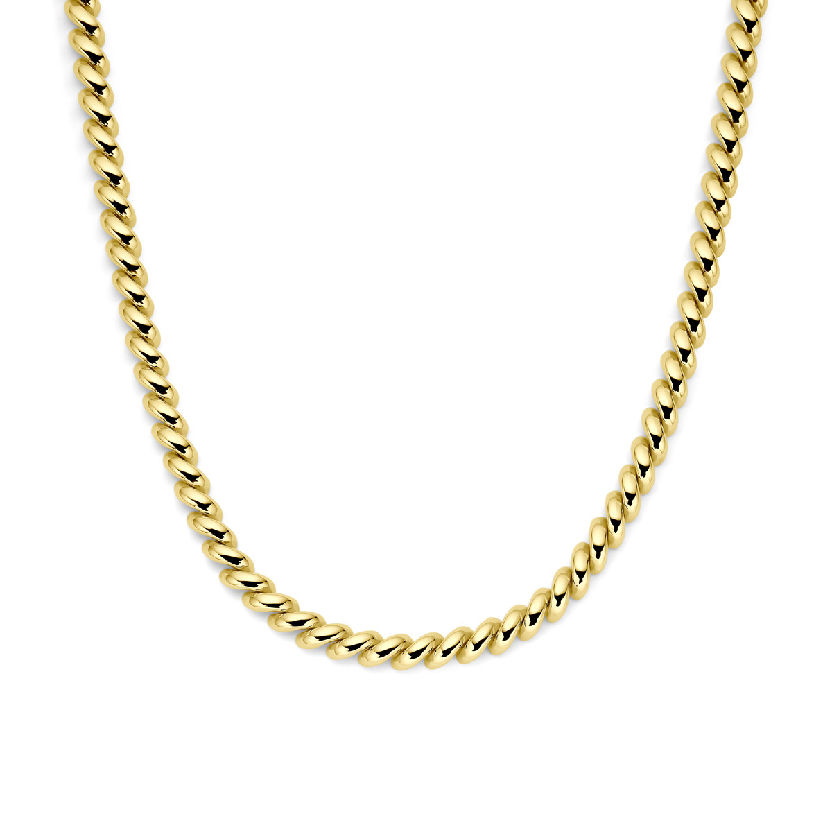 14-karaat gouden gedraaide San Marco schakelketting met een breedte van 6.6 mm - Lengte 43 cm