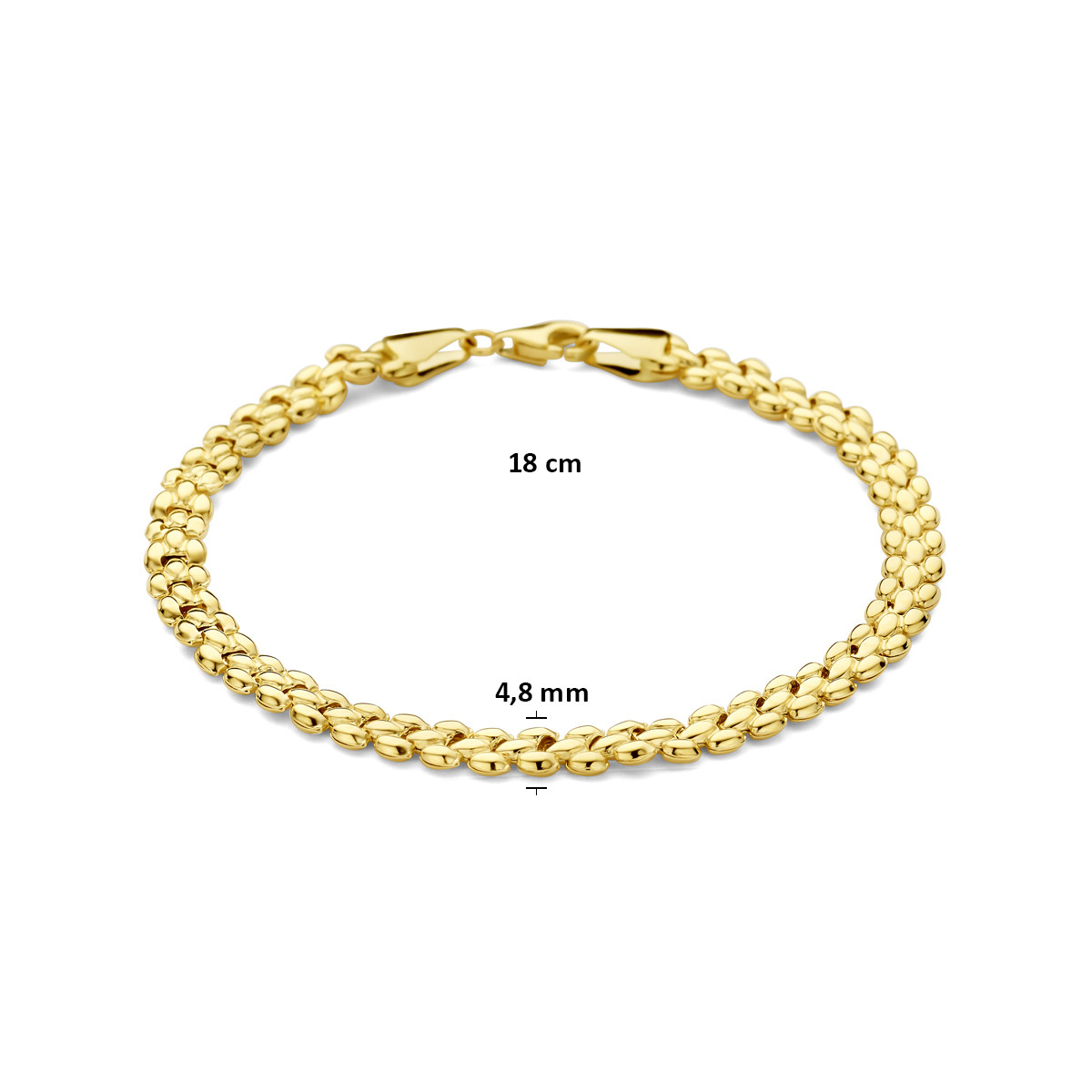 14-karaat gouden schakelarmband glanzend 4.8 mm breed - Lengte 18 cm