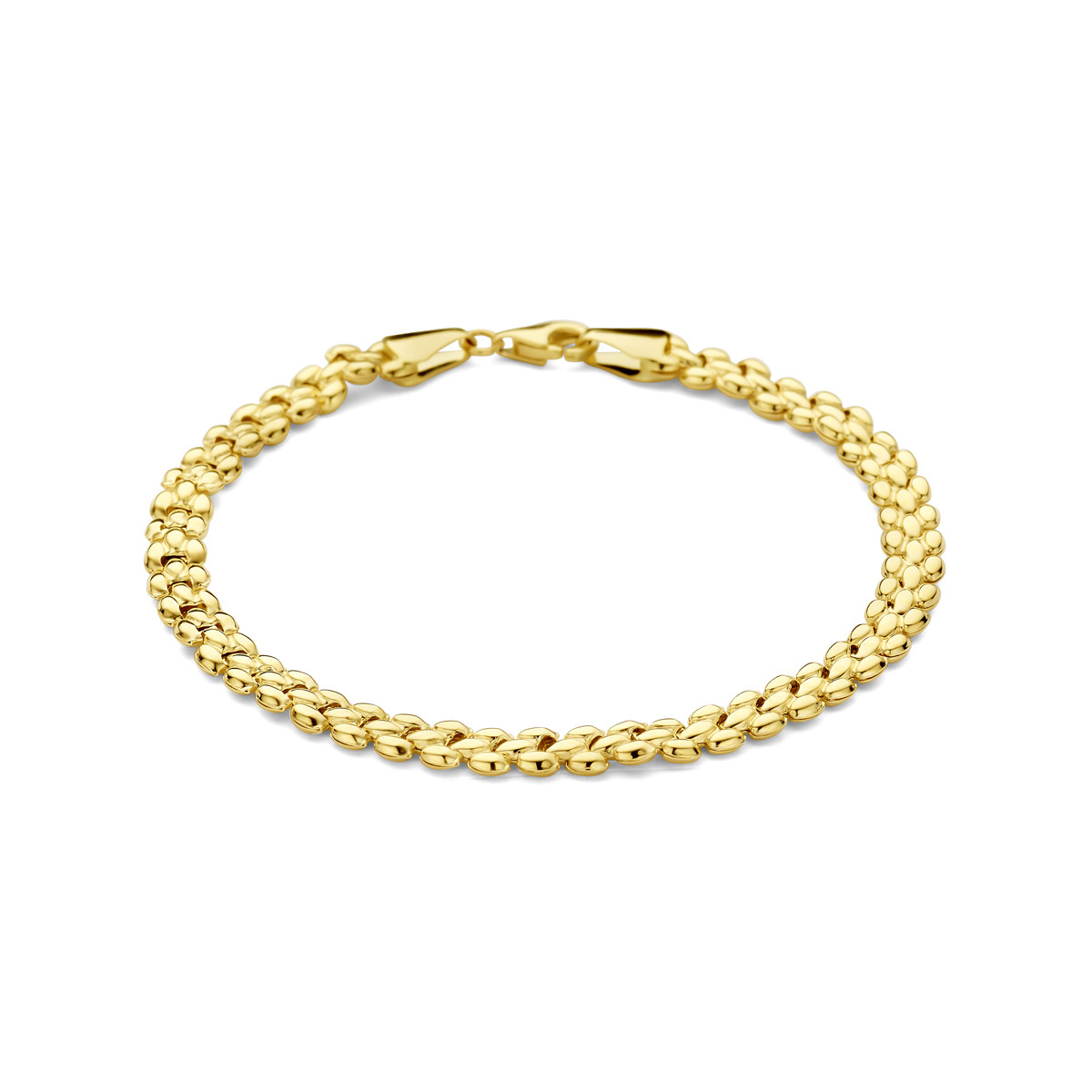 14-karaat gouden schakelarmband glanzend 4.8 mm breed - Lengte 18 cm