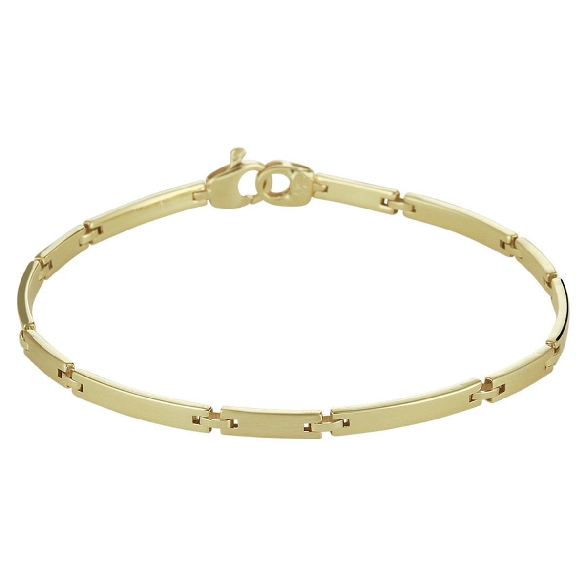 14-karaat gouden schakelarmband mat afgewerkt 3 mm breed - Lengte 19.5 cm