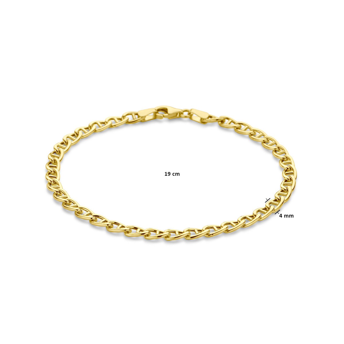 14-karaat gouden schakelarmband met ankerschakel 4 mm - Lengte 19 cm