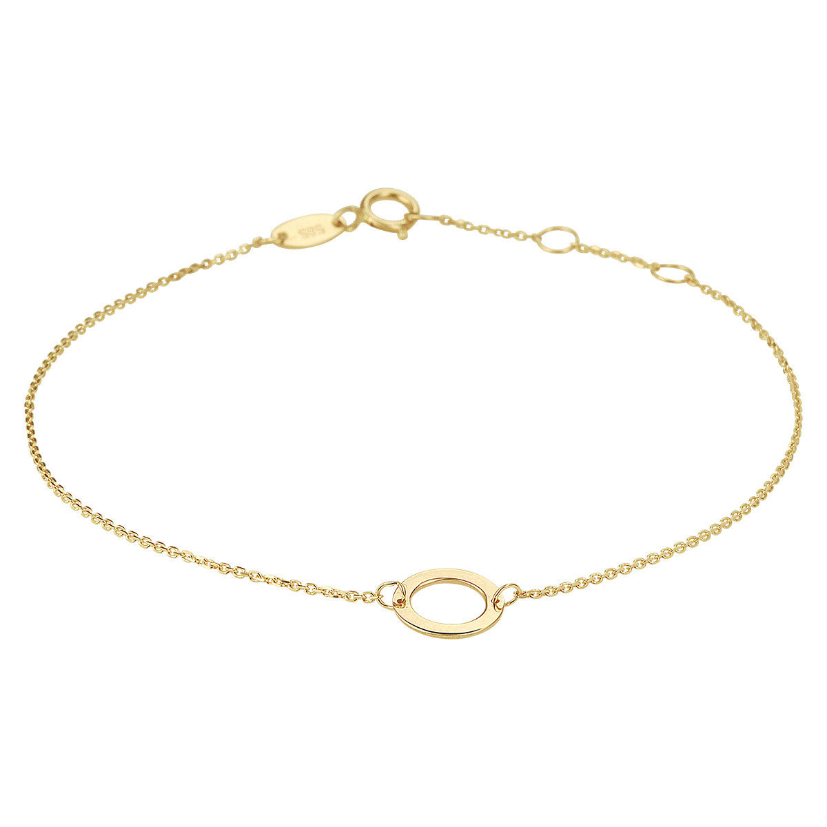 14-karaat gouden schakelarmband met ankerschakel glanzend 8 mm breed - Lengte 16.5-17.5-18.5 cm