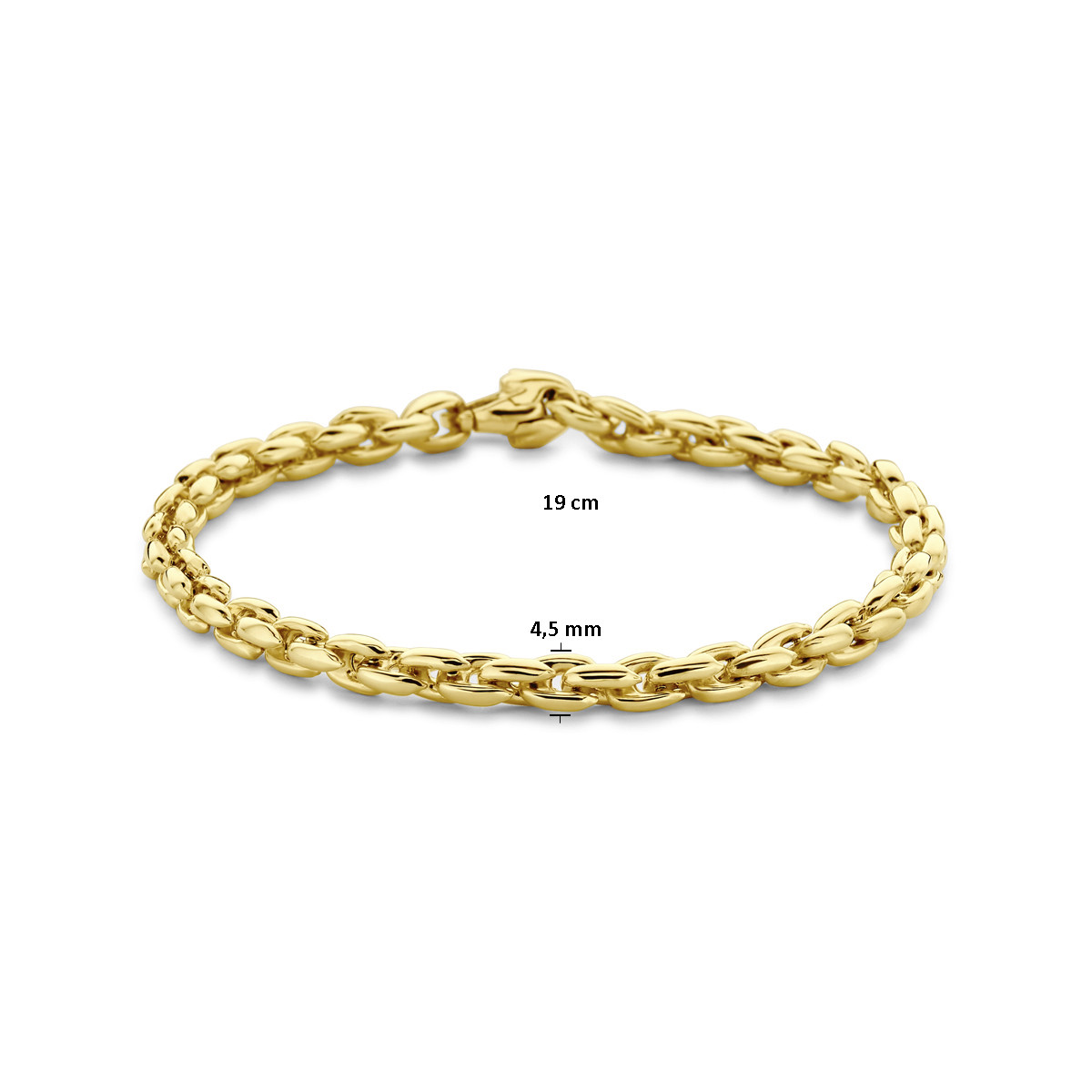 14-karaat gouden schakelarmband met fantasieschakel 4.5 mm - Lengte 19 cm