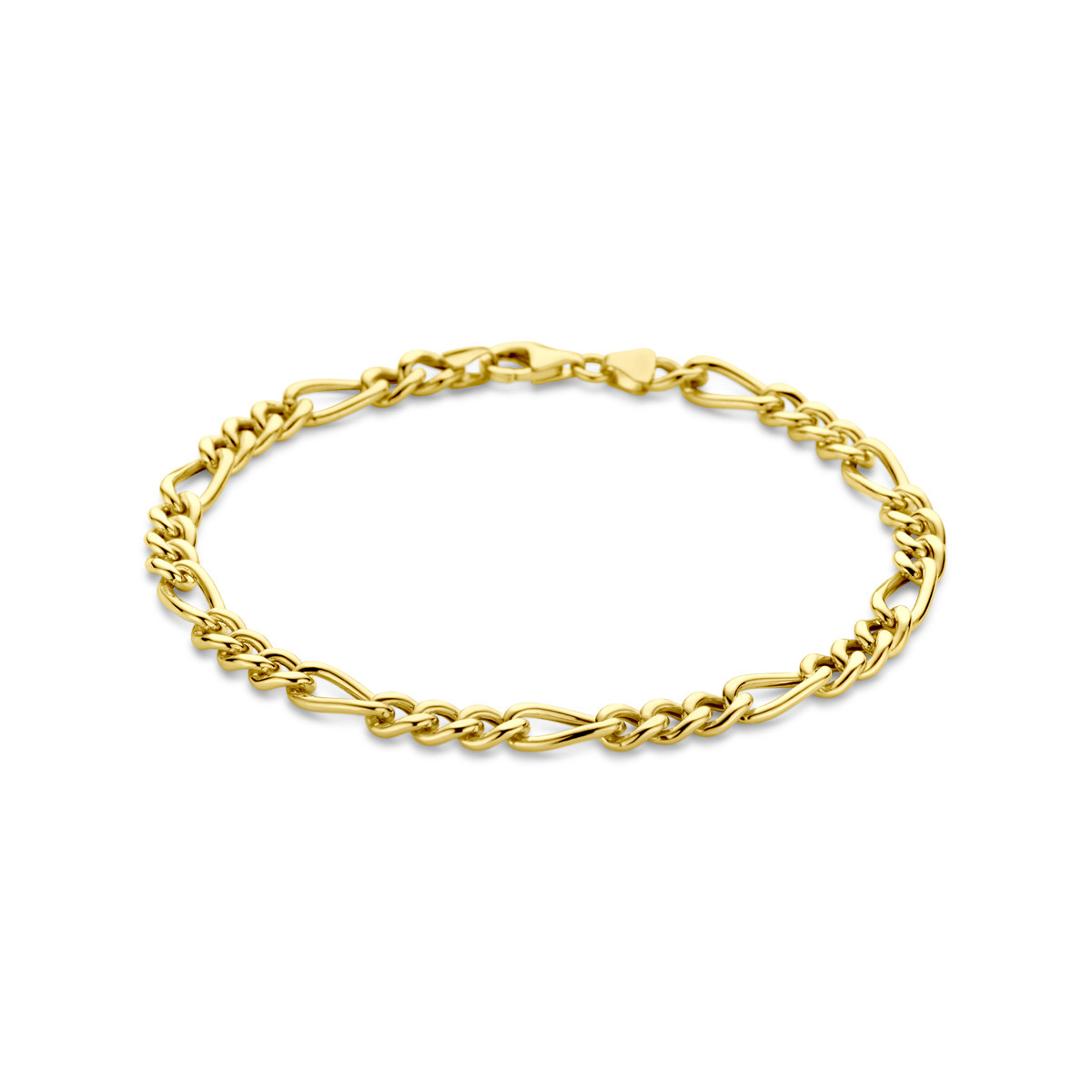 14-karaat gouden schakelarmband met figaroschakel 5.3 mm breed - Lengte 21 cm