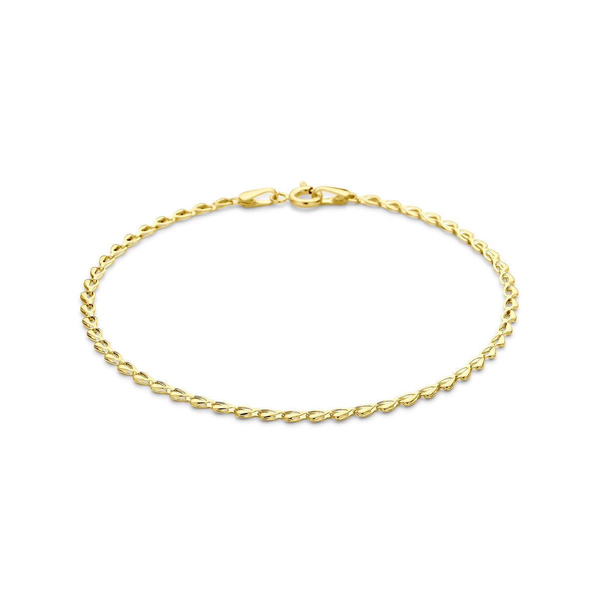 14-karaat gouden schakelarmband met glanzende anker schakels 2.1 mm breed - Lengte 18.5 cm