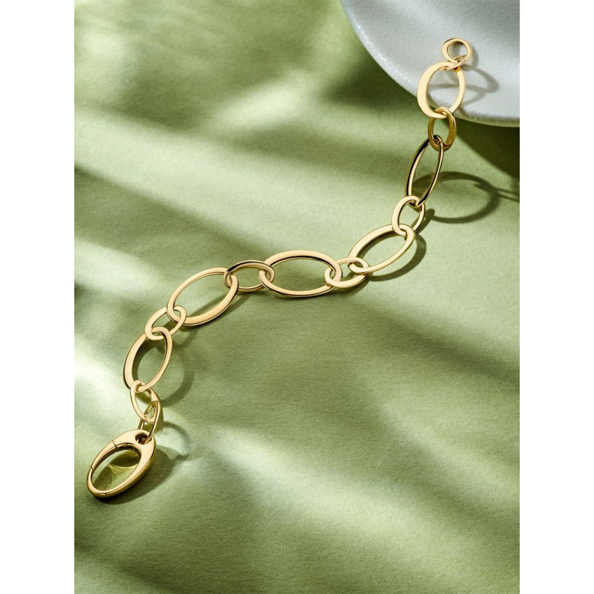 14-karaat gouden schakelarmband met grote open en ovale schakels - Lengte 20 cm