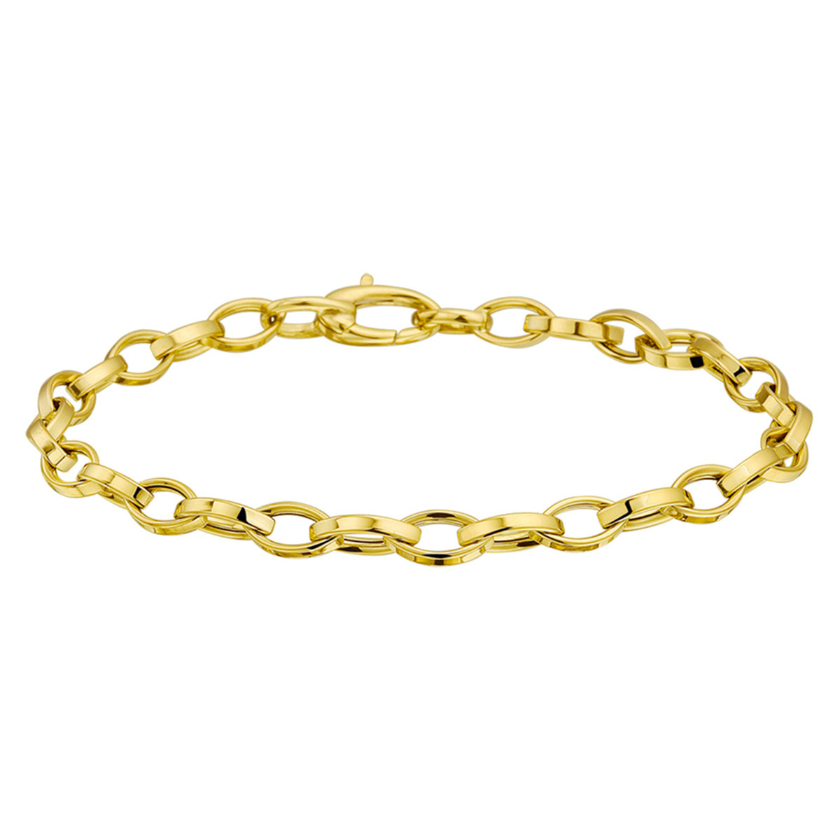 14-karaat gouden schakelarmband met grote ovale schakels 4.5 mm breed - Lengte 19 cm