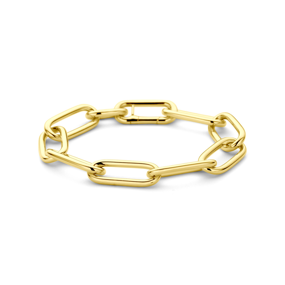 14-karaat gouden schakelarmband met grote paperclip schakels 10.5 mm breed - Lengte 19 cm