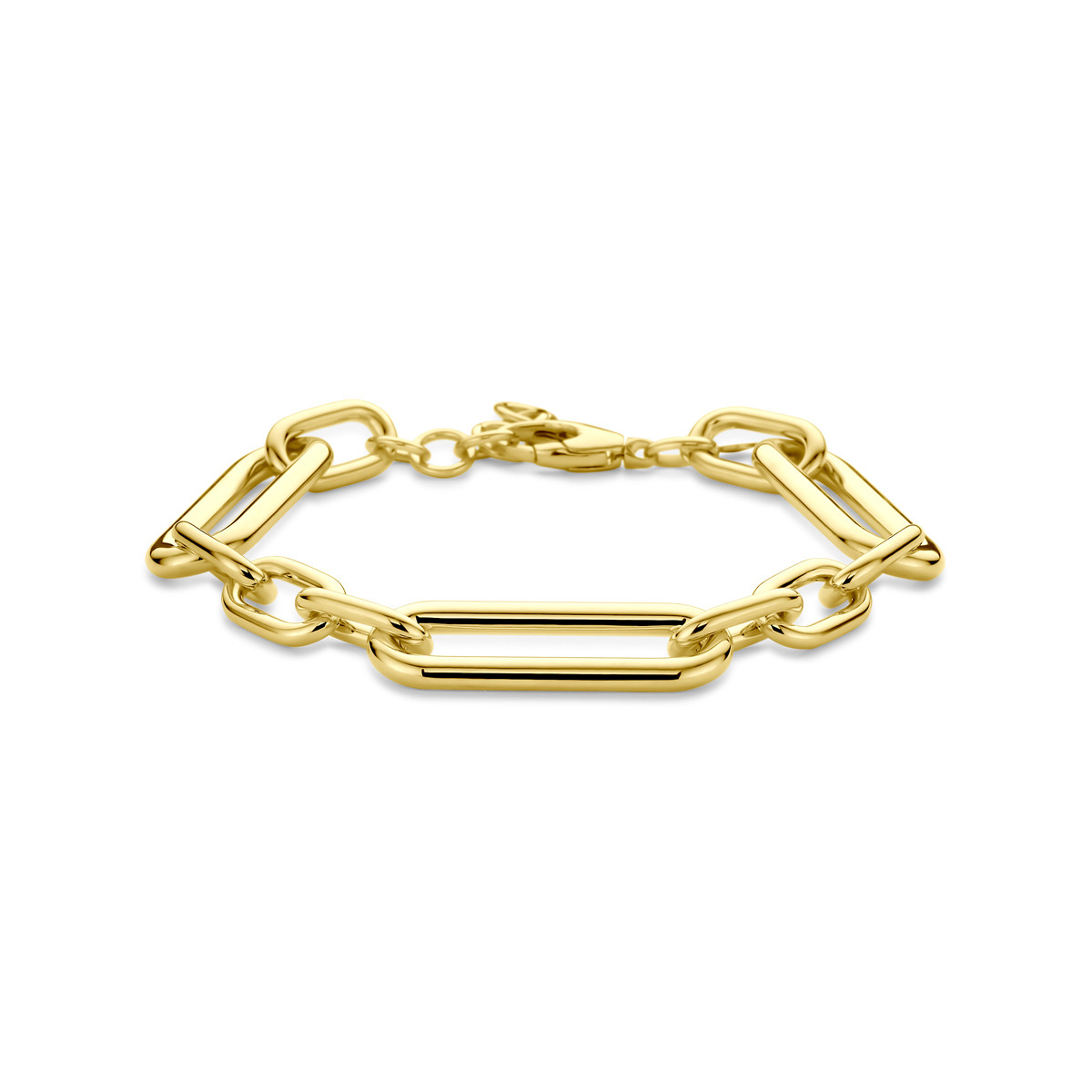 14-karaat gouden schakelarmband met grote schakels 11 mm breed - Lengte 18.5-20.5 cm