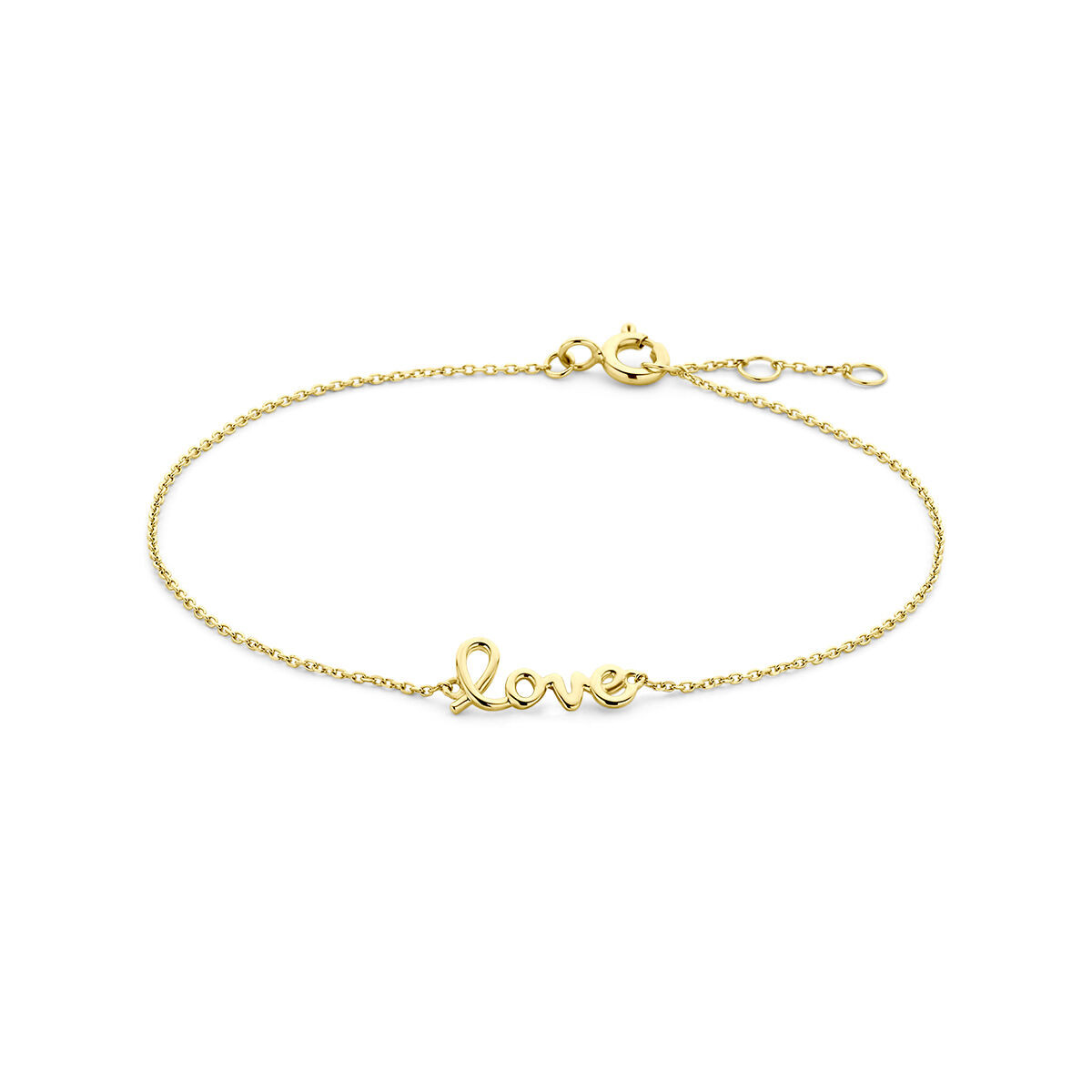 14-karaat gouden armband met tekst Love - Lengte 16 - 17.5 - 18.5 cm