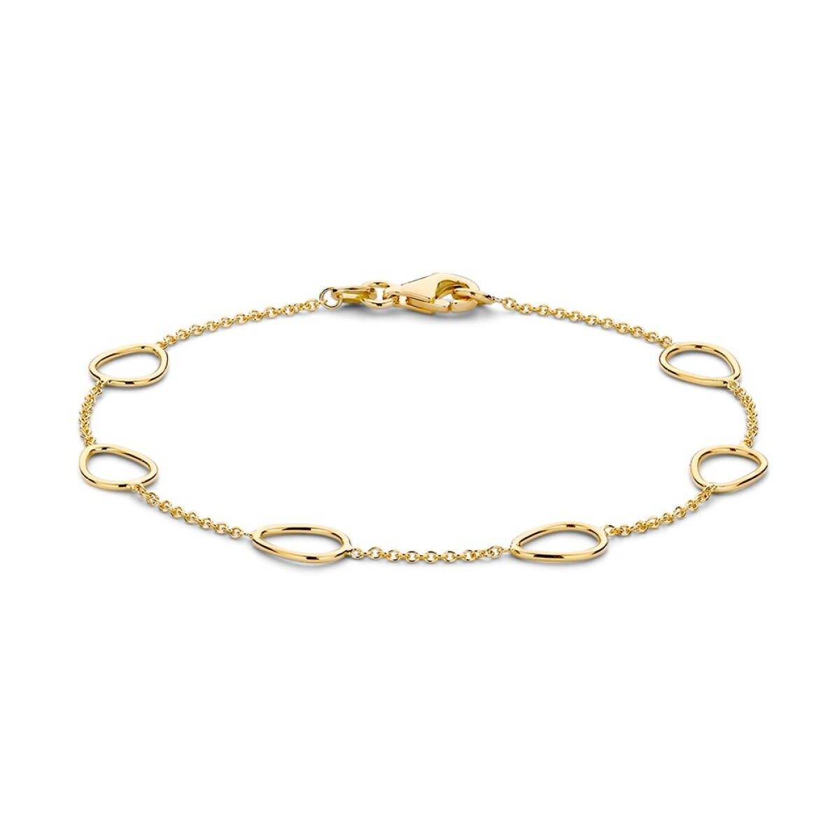 14-karaat gouden schakelarmband met open ovale schakels 7.5 mm breed - Lengte 19 cm