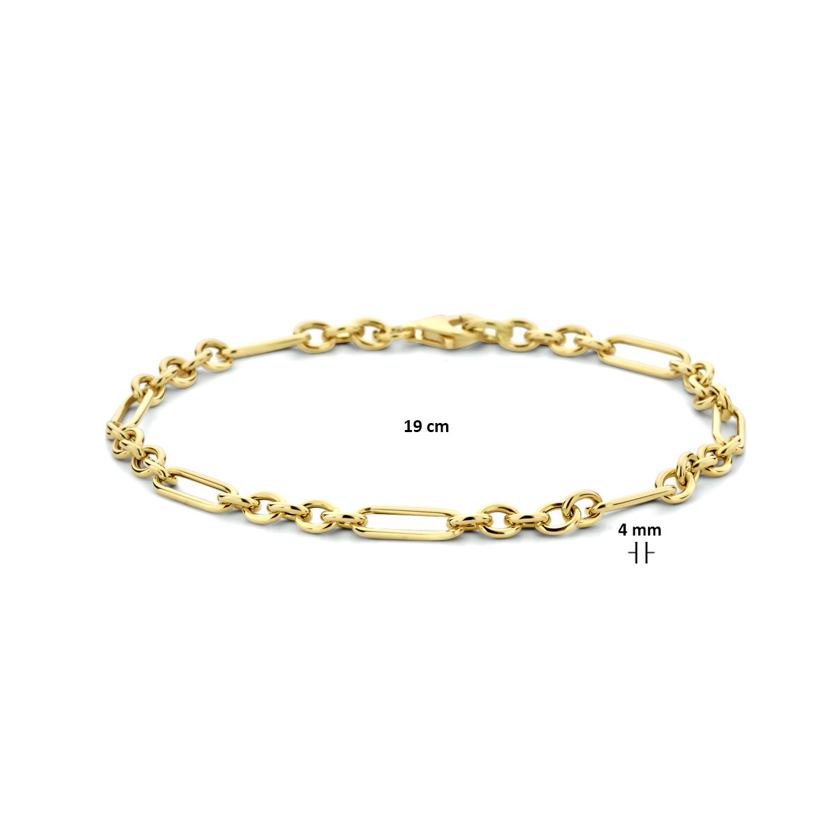 14-karaat gouden schakelarmband met ovale schakels 4 mm breed - Lengte 19 cm