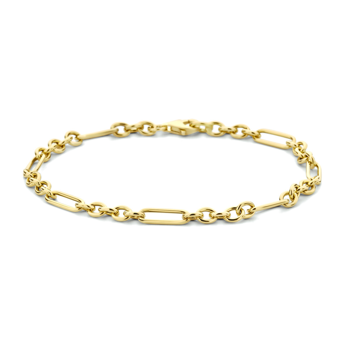 14-karaat gouden schakelarmband met ovale schakels 4 mm breed - Lengte 19 cm