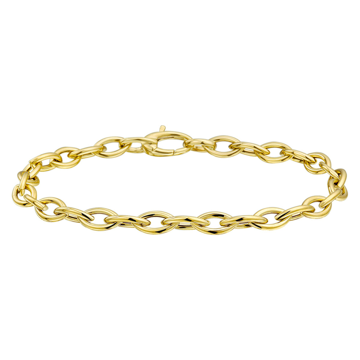 14-karaat gouden schakelarmband met ovale schakels 5 mm breed - Lengte 19 cm