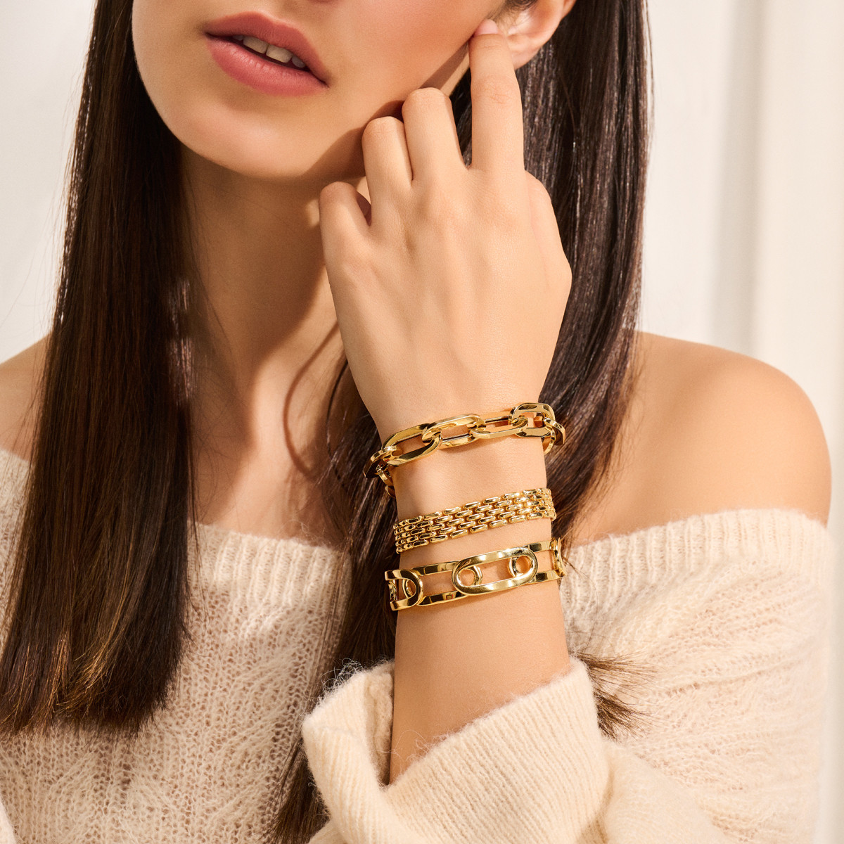14-karaat gouden schakelarmband met panterschakel 10.5 mm breed - Lengte 19 cm
