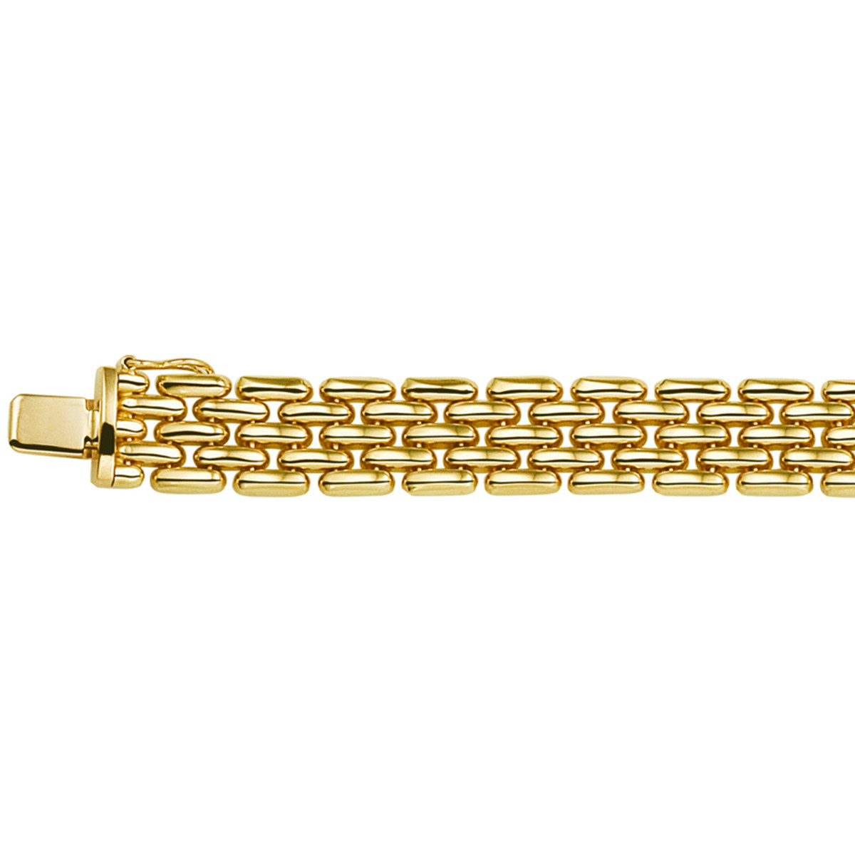 14-karaat gouden schakelarmband met panterschakel 10.5 mm breed - Lengte 19 cm