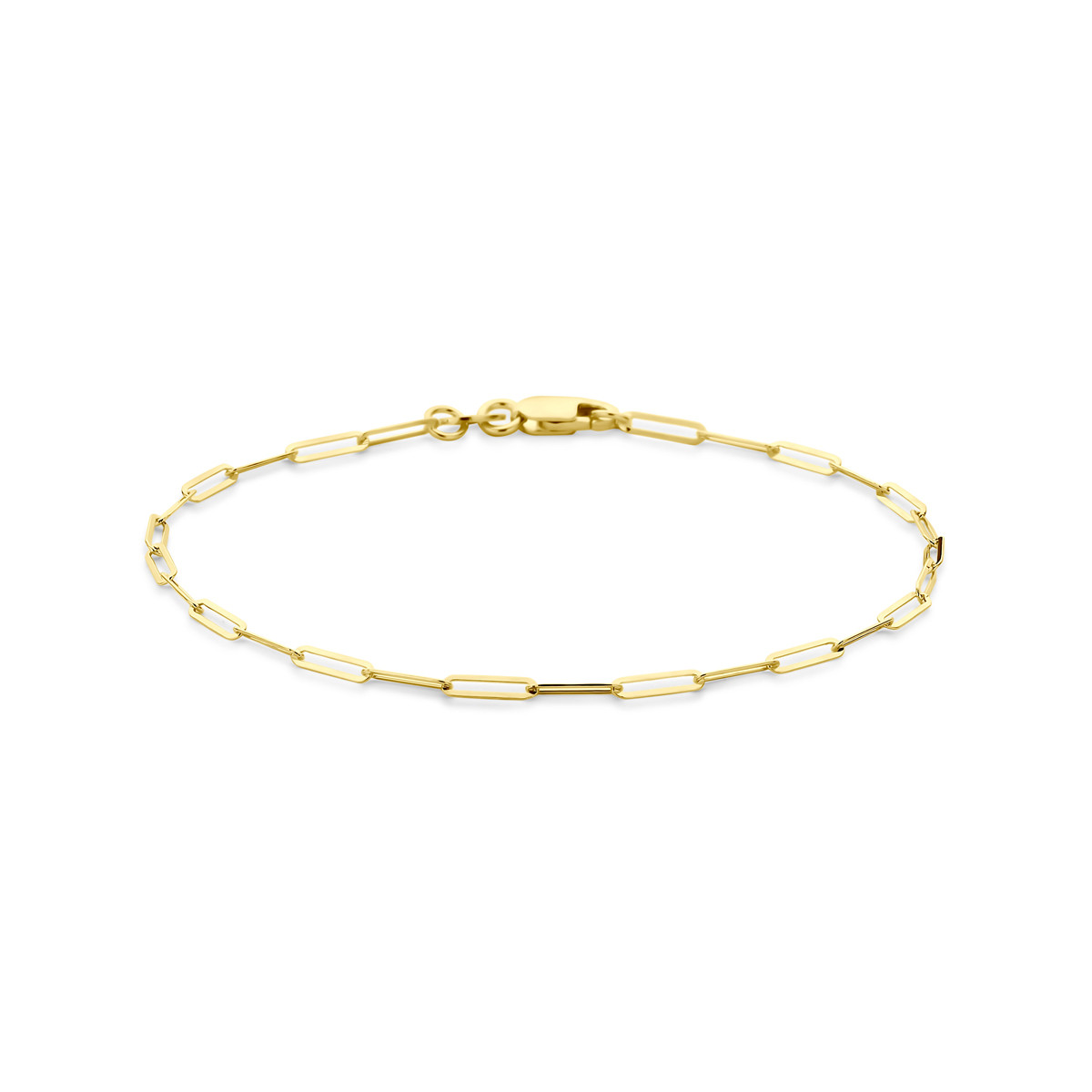 14-karaat gouden schakelarmband met paperclip schakels 1.8 mm breed - Lengte 18 cm