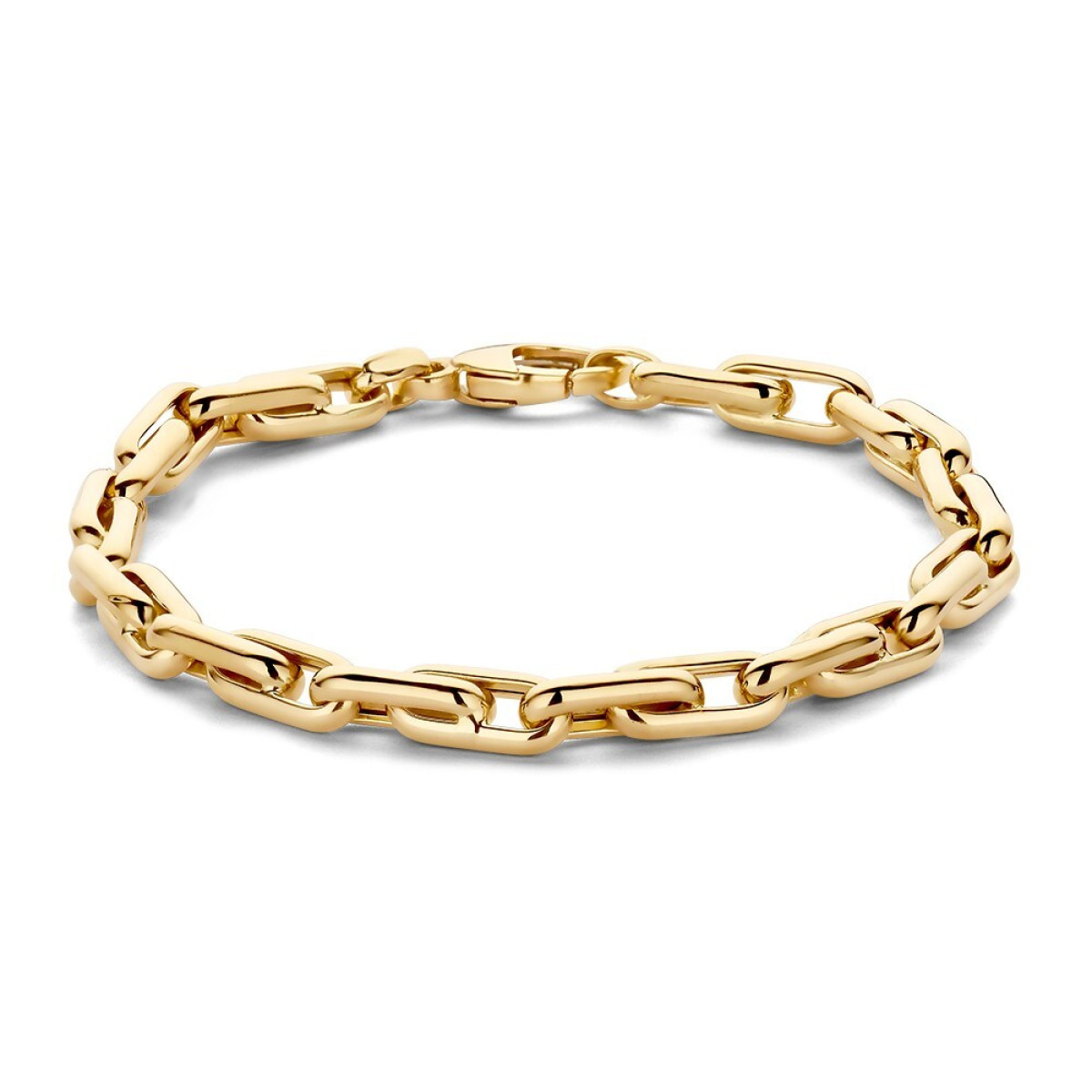 14-karaat gouden schakelarmband met paperclip schakels van 5.5 mm breed - Lengte 19 cm