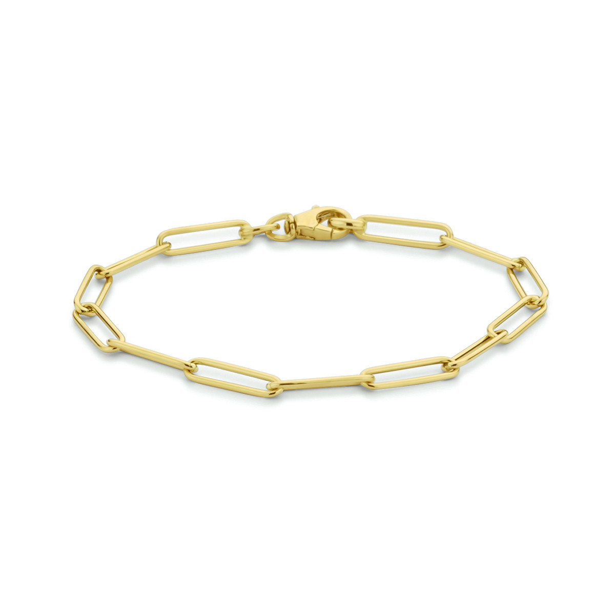 14-karaat gouden schakelarmband met paperclipschakels 4 mm breed - Lengte 18 cm