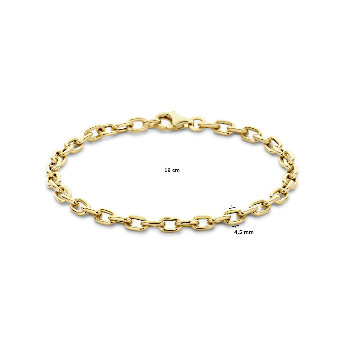 14-karaat gouden schakelarmband met schakels van 4.5 mm breed - Lengte 19 cm