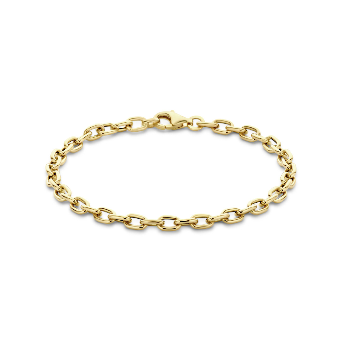 14-karaat gouden schakelarmband met schakels van 4.5 mm breed - Lengte 19 cm