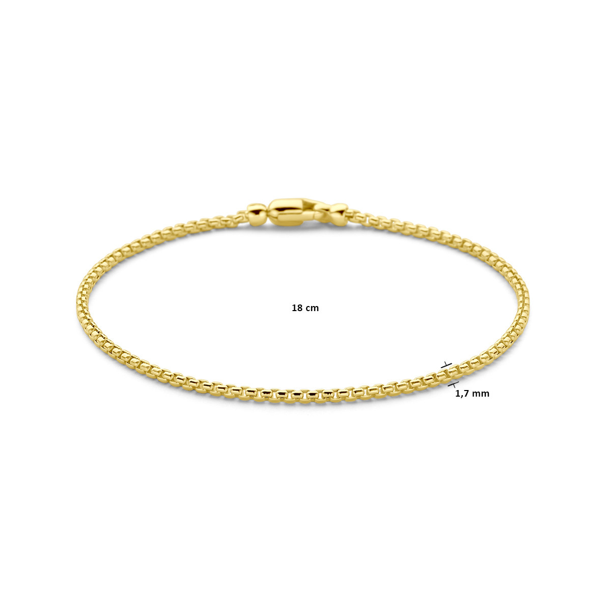 14-karaat gouden schakelarmband met Venetiaanse schakel 1.7 mm breed - Lengte 18 cm